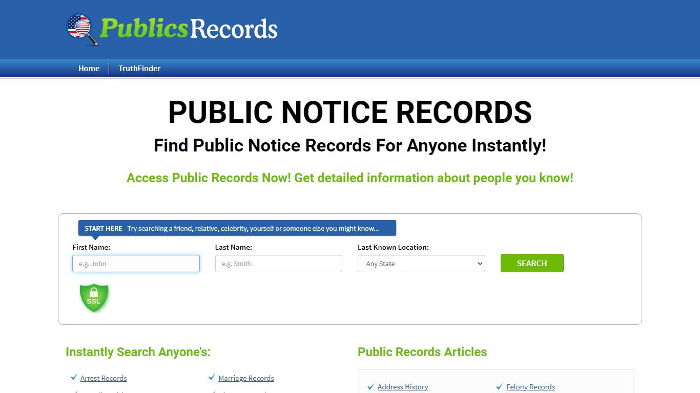 Find Public Notice records For Anyone