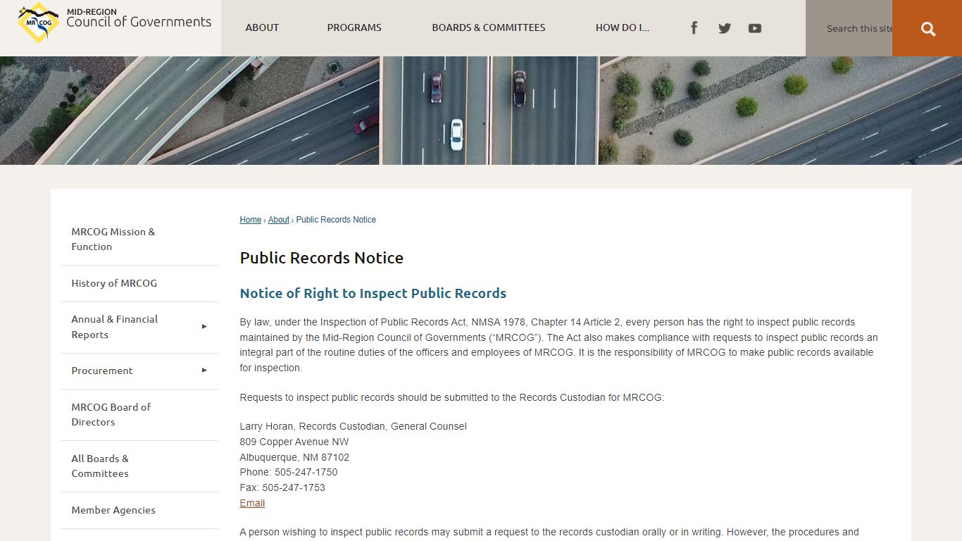 Public Records Notice | Mid-Region Council of Governments, NM