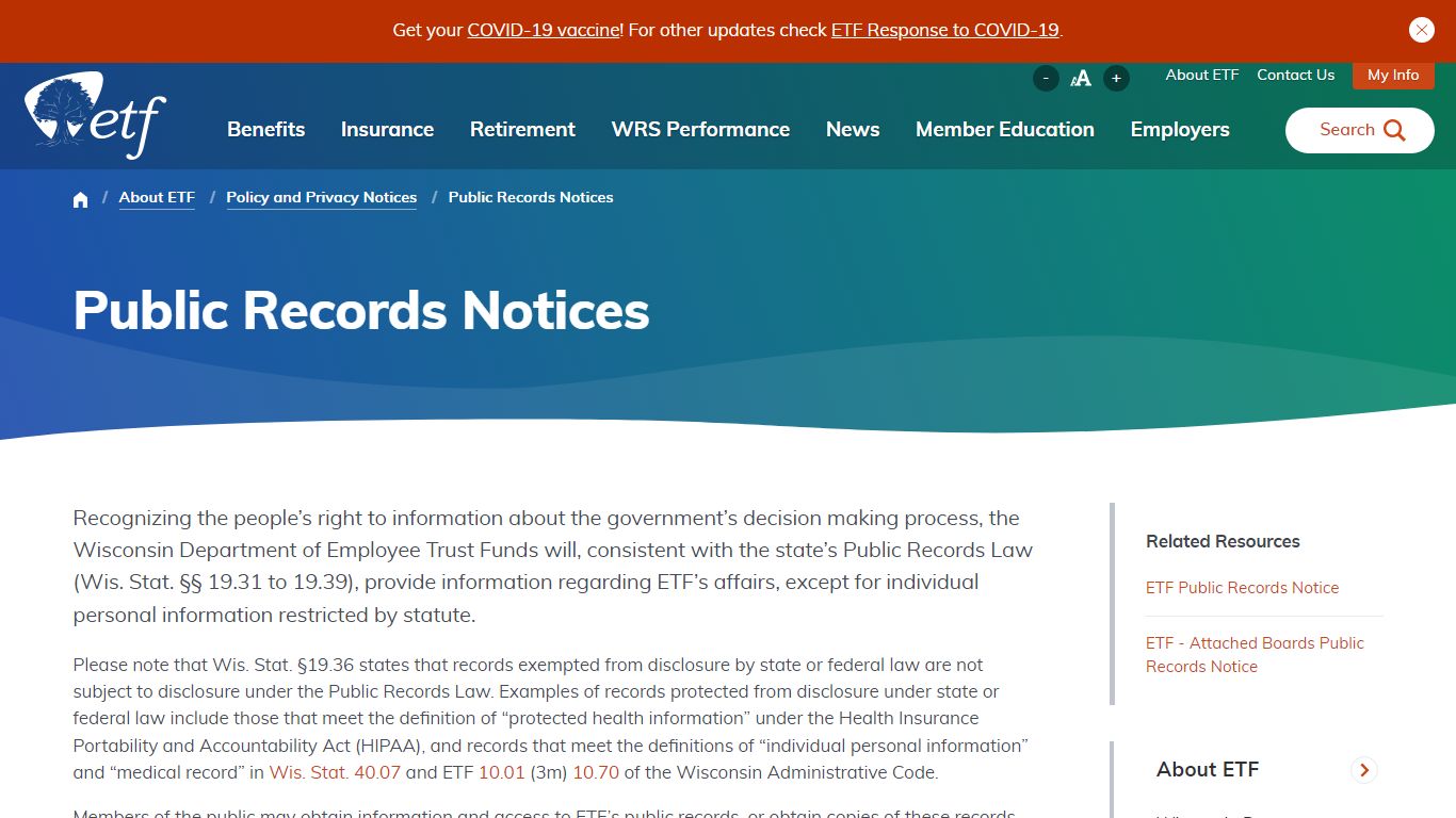 Public Records Notices | ETF